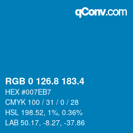 カラーコード: RGB 0 126.8 183.4 | qconv.com