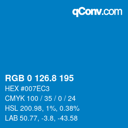 Color code: RGB 0 126.8 195 | qconv.com