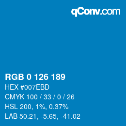 Color code: RGB 0 126 189 | qconv.com