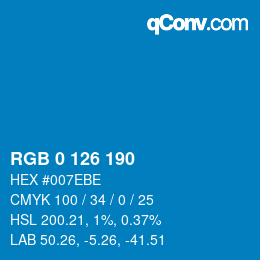 Color code: RGB 0 126 190 | qconv.com