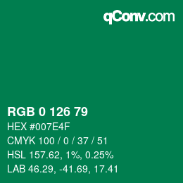 Color code: RGB 0 126 79 | qconv.com