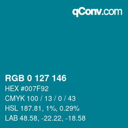 Color code: RGB 0 127 146 | qconv.com