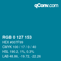 Color code: RGB 0 127 153 | qconv.com