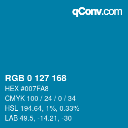 Color code: RGB 0 127 168 | qconv.com