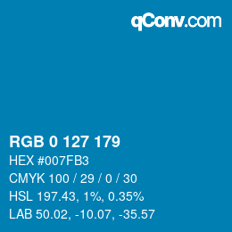 Color code: RGB 0 127 179 | qconv.com