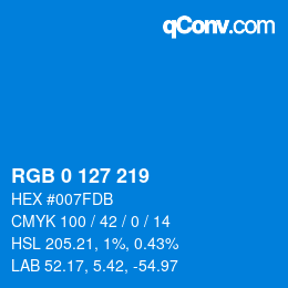 Color code: RGB 0 127 219 | qconv.com