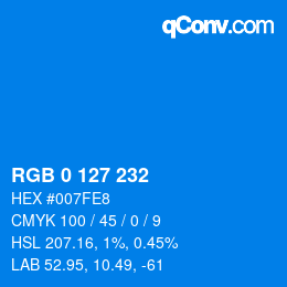 Color code: RGB 0 127 232 | qconv.com