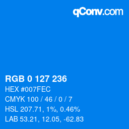 Color code: RGB 0 127 236 | qconv.com