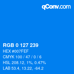 カラーコード: RGB 0 127 239 | qconv.com