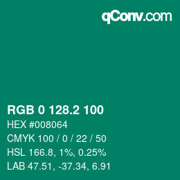 カラーコード: RGB 0 128.2 100 | qconv.com