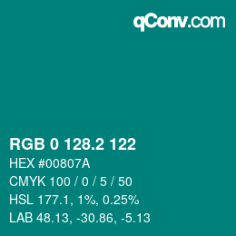 Color code: RGB 0 128.2 122 | qconv.com