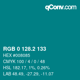 カラーコード: RGB 0 128.2 133 | qconv.com