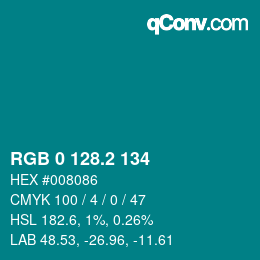 カラーコード: RGB 0 128.2 134 | qconv.com