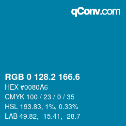 カラーコード: RGB 0 128.2 166.6 | qconv.com