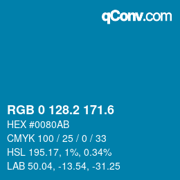 カラーコード: RGB 0 128.2 171.6 | qconv.com