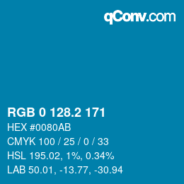 カラーコード: RGB 0 128.2 171 | qconv.com
