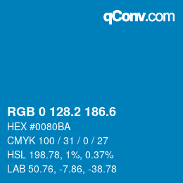 カラーコード: RGB 0 128.2 186.6 | qconv.com