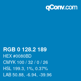カラーコード: RGB 0 128.2 189 | qconv.com