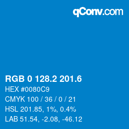 カラーコード: RGB 0 128.2 201.6 | qconv.com