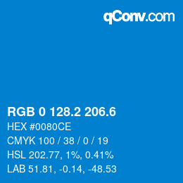 カラーコード: RGB 0 128.2 206.6 | qconv.com