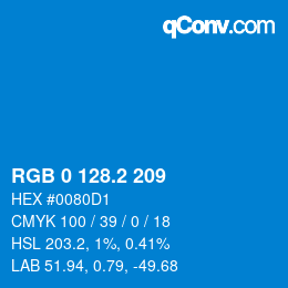 カラーコード: RGB 0 128.2 209 | qconv.com