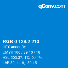 カラーコード: RGB 0 128.2 210 | qconv.com