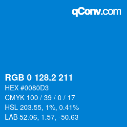 カラーコード: RGB 0 128.2 211 | qconv.com