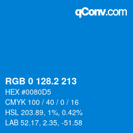 カラーコード: RGB 0 128.2 213 | qconv.com