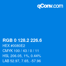 カラーコード: RGB 0 128.2 226.6 | qconv.com