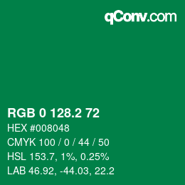 カラーコード: RGB 0 128.2 72 | qconv.com