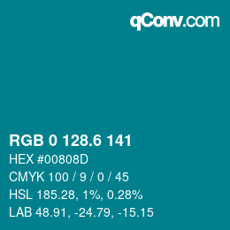 カラーコード: RGB 0 128.6 141 | qconv.com