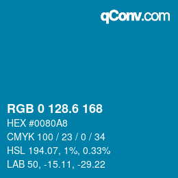 カラーコード: RGB 0 128.6 168 | qconv.com