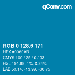 カラーコード: RGB 0 128.6 171 | qconv.com