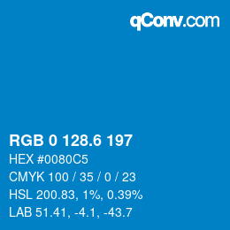 カラーコード: RGB 0 128.6 197 | qconv.com