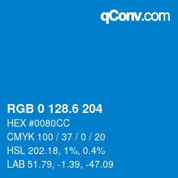 カラーコード: RGB 0 128.6 204 | qconv.com
