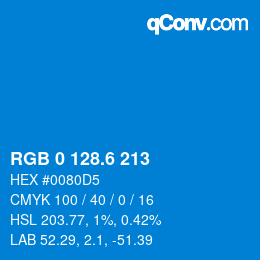 カラーコード: RGB 0 128.6 213 | qconv.com