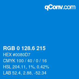 カラーコード: RGB 0 128.6 215 | qconv.com