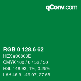 カラーコード: RGB 0 128.6 62 | qconv.com