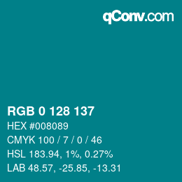 Color code: RGB 0 128 137 | qconv.com