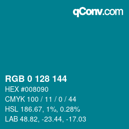 カラーコード: RGB 0 128 144 | qconv.com