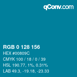 カラーコード: RGB 0 128 156 | qconv.com
