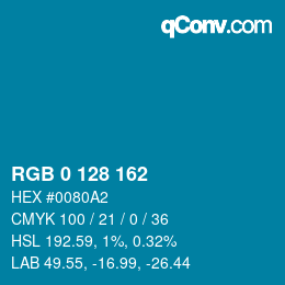 Color code: RGB 0 128 162 | qconv.com