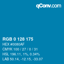 Color code: RGB 0 128 175 | qconv.com