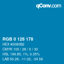 Color code: RGB 0 128 178 | qconv.com