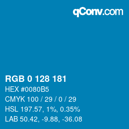 颜色代码: RGB 0 128 181 | qconv.com