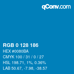 Color code: RGB 0 128 186 | qconv.com