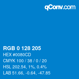 Color code: RGB 0 128 205 | qconv.com