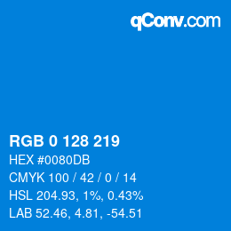 Color code: RGB 0 128 219 | qconv.com