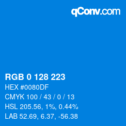 カラーコード: RGB 0 128 223 | qconv.com