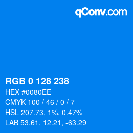 Color code: RGB 0 128 238 | qconv.com